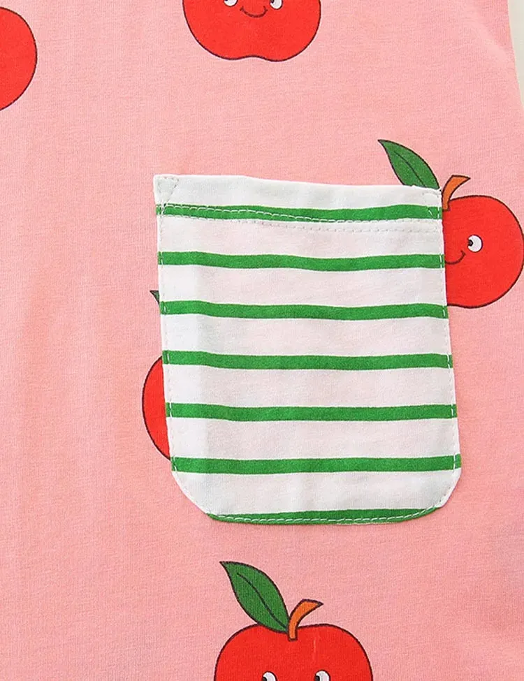 Cartoon Apple Printed Dress - Image 3