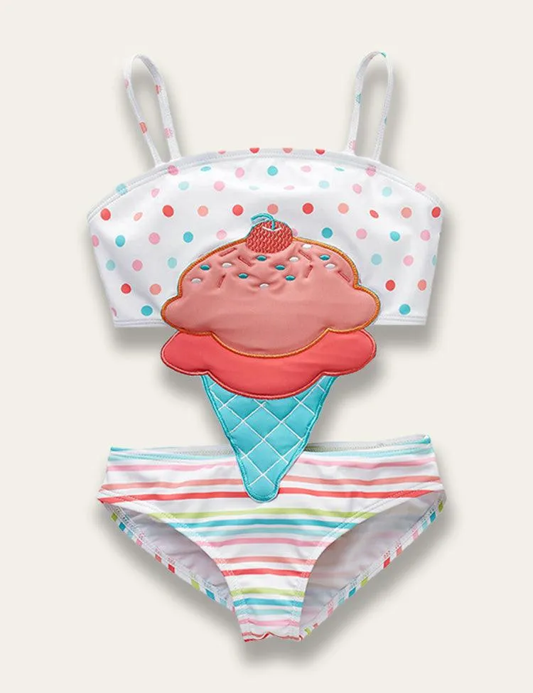 Cartoon Appliqué One Piece Swimsuit - Image 2