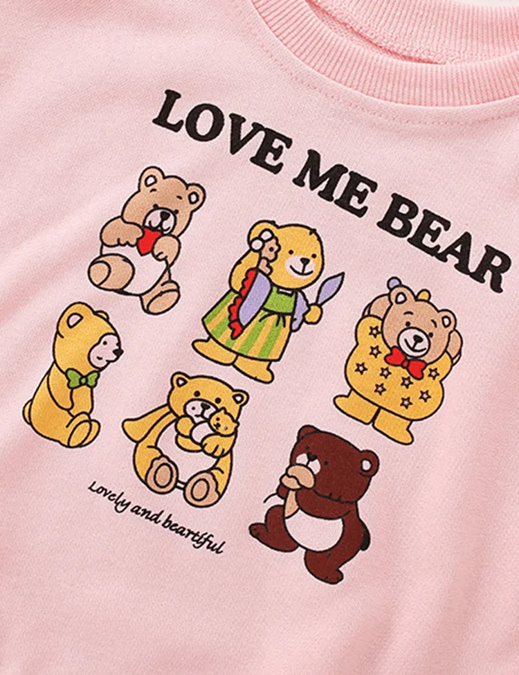 Cartoon Bear Printed Long-Sleeved T-shirt - Image 3
