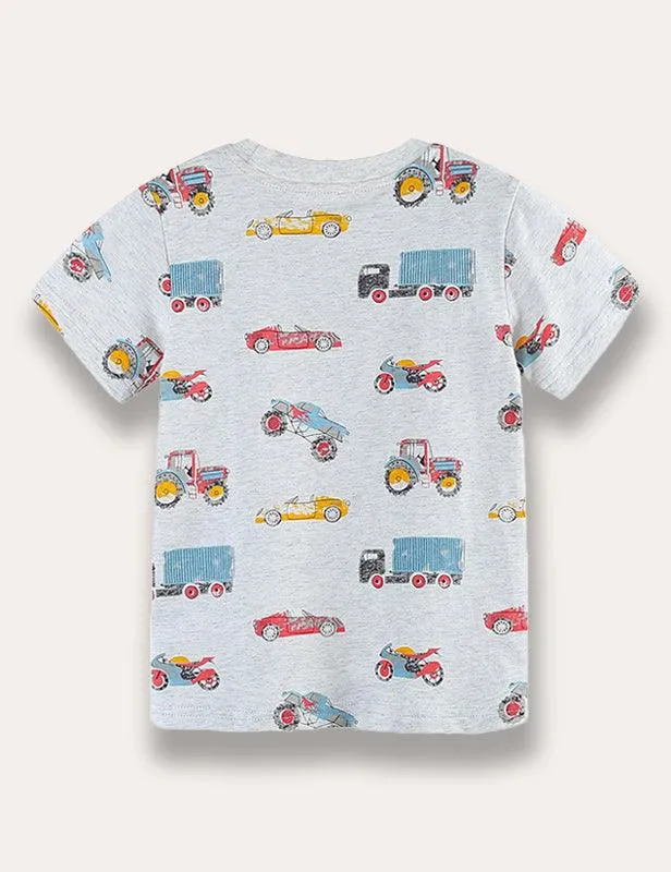 Cartoon Car Printed T-Shirt - Image 2