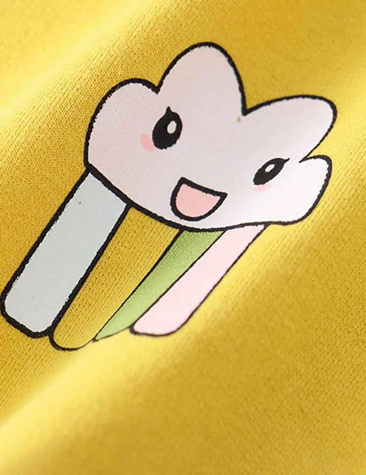 Cartoon Cloud Rainbow Cotton Long Sleeve Sweatshirt - Image 4