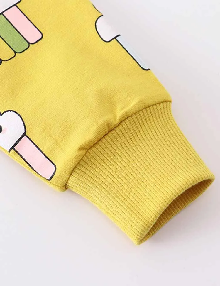 Cartoon Cloud Rainbow Cotton Long Sleeve Sweatshirt - Image 5