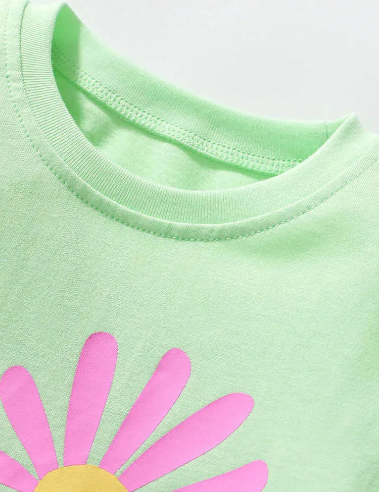 Cartoon Daisy Printed Long Sleeve Ruffled T-Shirt - Image 4