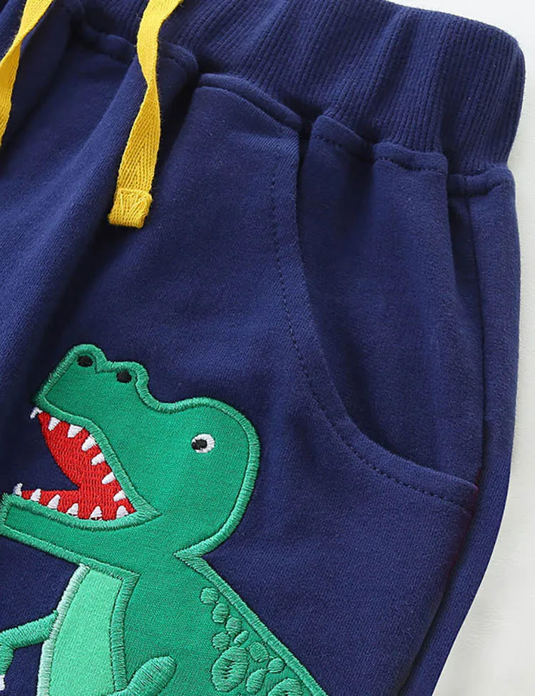 Cartoon Dinosaur Applique Shorts - Image 3