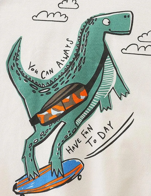 Cartoon Dinosaur Printed Sweatshirt - Image 4