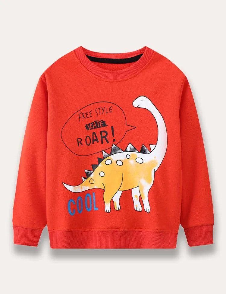 Cartoon Dinosaur Printed Sweatshirt