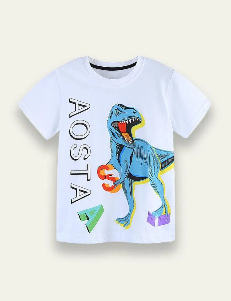 Cartoon Dinosaur Printed T-shirt