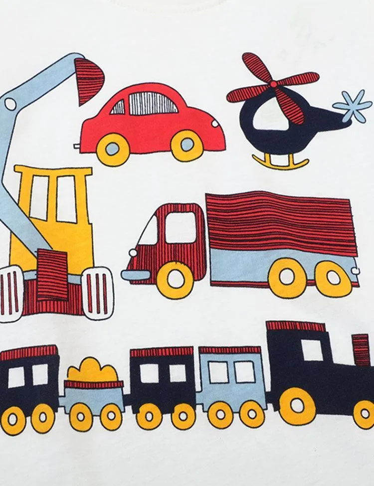 Cartoon Excavator Printed T-shirt - Image 2