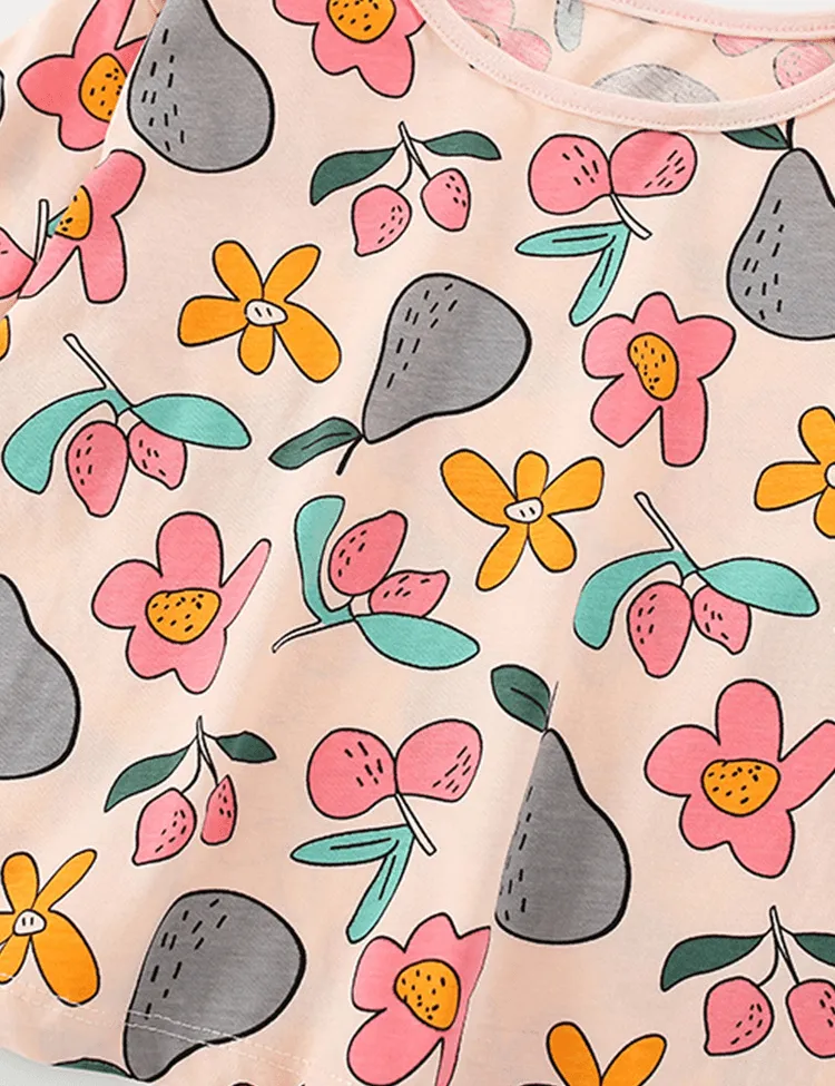 Cartoon Flower and Fruit Printed Long Sleeve T-shirt - Image 3