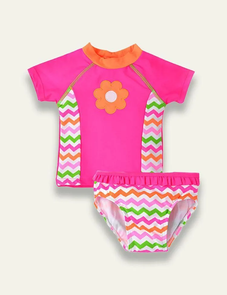 Cartoon Flower Split Swimsuit