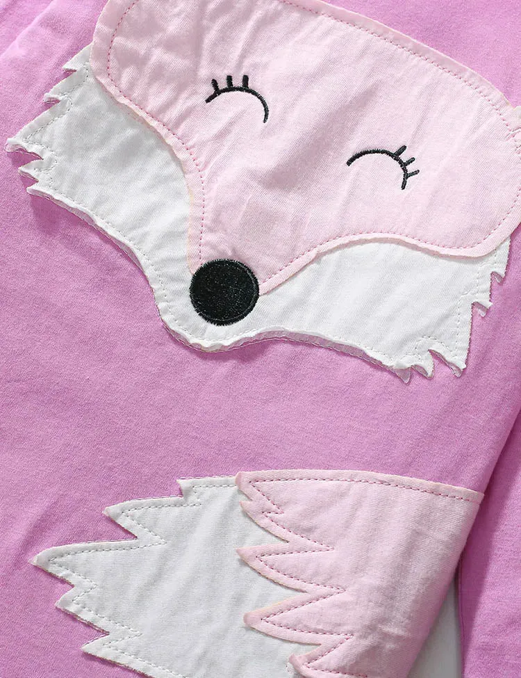 Cartoon Fox Appliqué Long Sleeve T-Shirt - Image 2