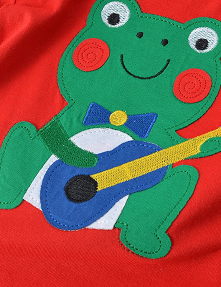 Cartoon Frog Appliqué Long Sleeve T-shirt - Image 4
