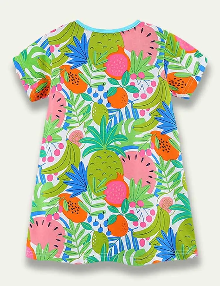Cartoon Fruit Printed Pocket Dress - Image 2