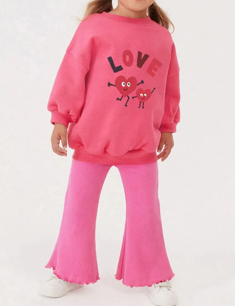 Cartoon Heart Printed Sweatshirt Set - Image 4