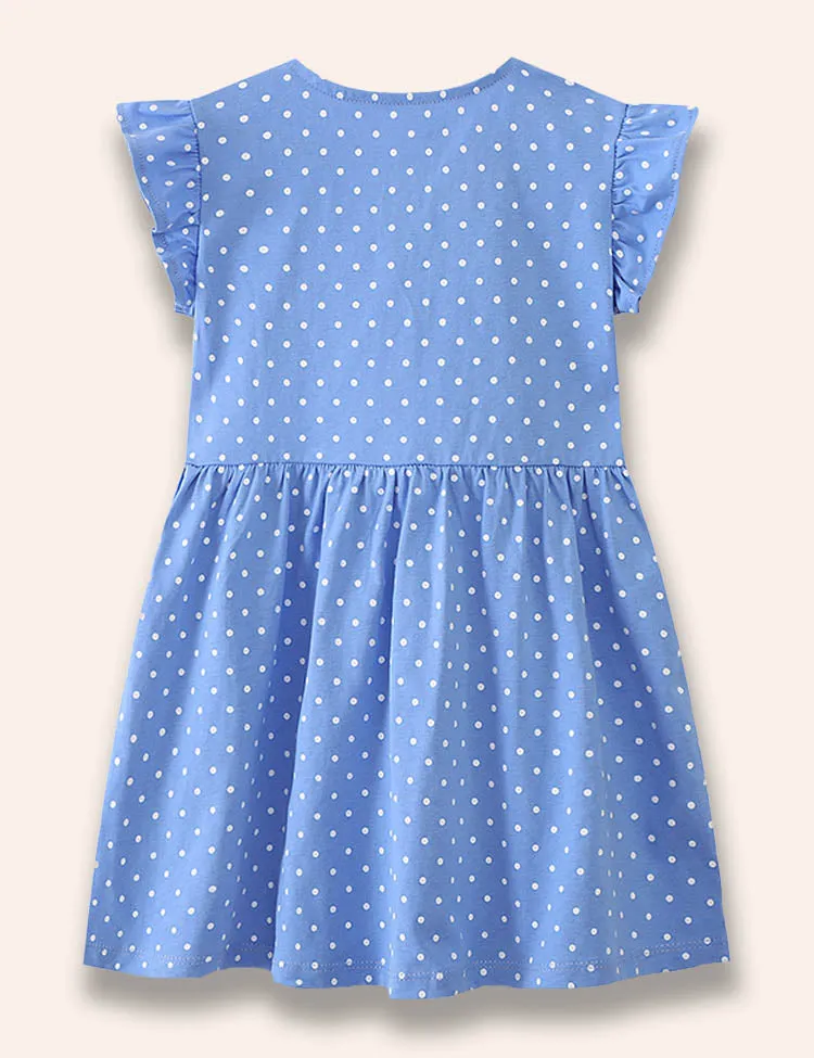 Cartoon Mouse Appliqué Dotted Dress - Image 2