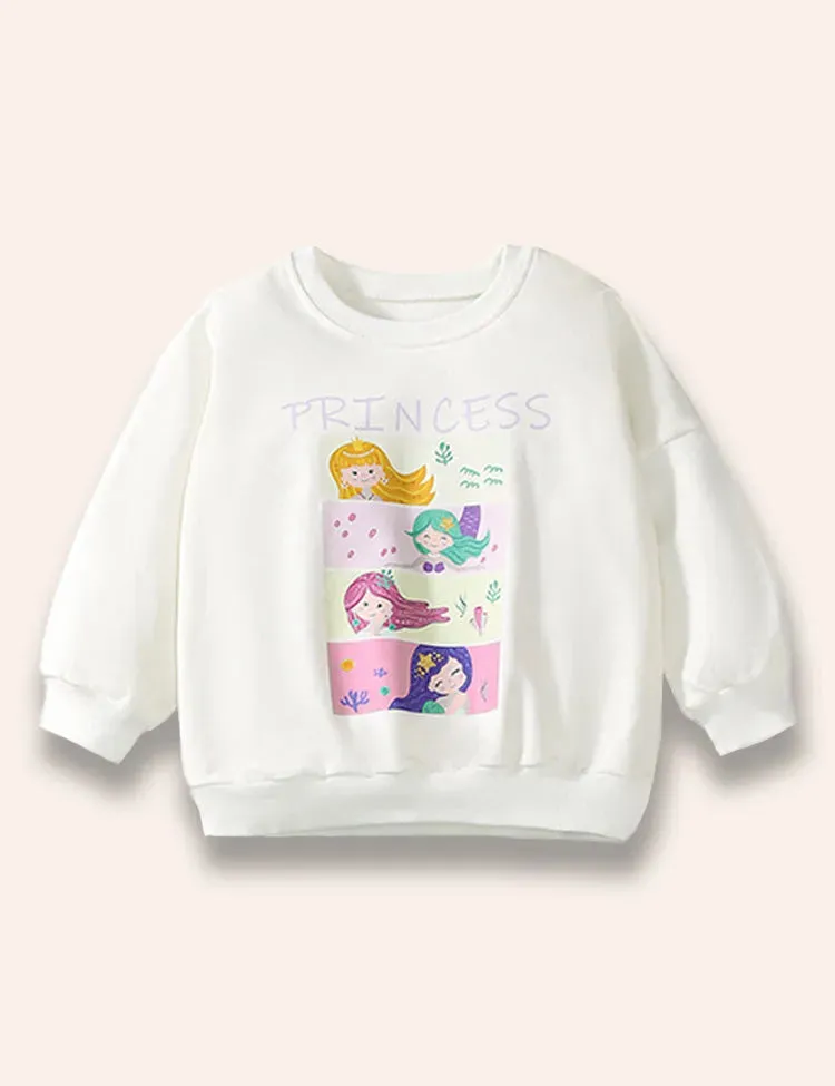 Cartoon Princess Printed Sweatshirt Set - Image 2