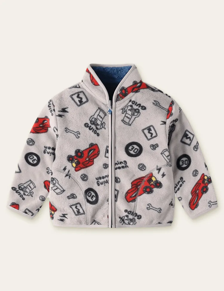 Cartoon Printed Fleece Jacket - Image 2