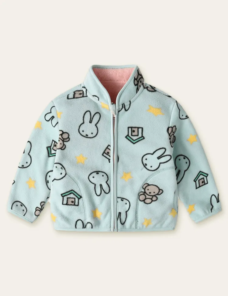 Cartoon Printed Fleece Jacket - Image 3
