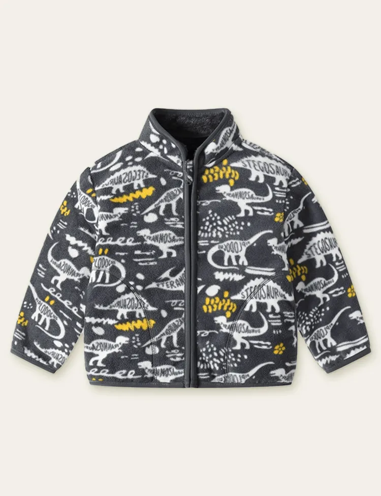 Cartoon Printed Fleece Jacket - Image 4