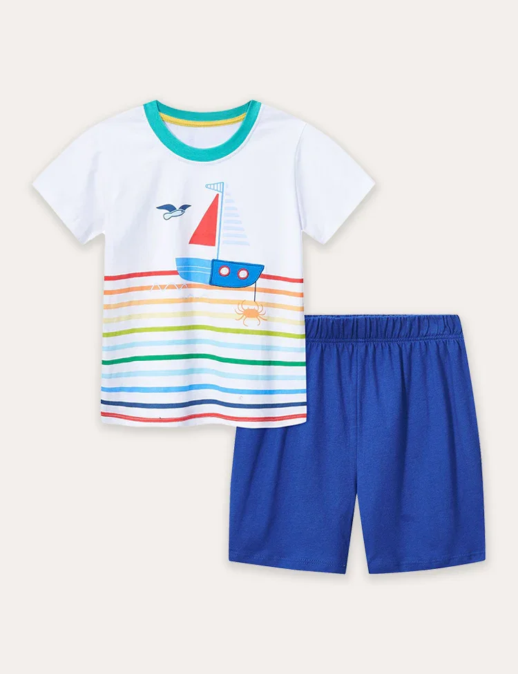 Cartoon Printing Short Sleeve T-Shirt and Shorts Set - Image 5