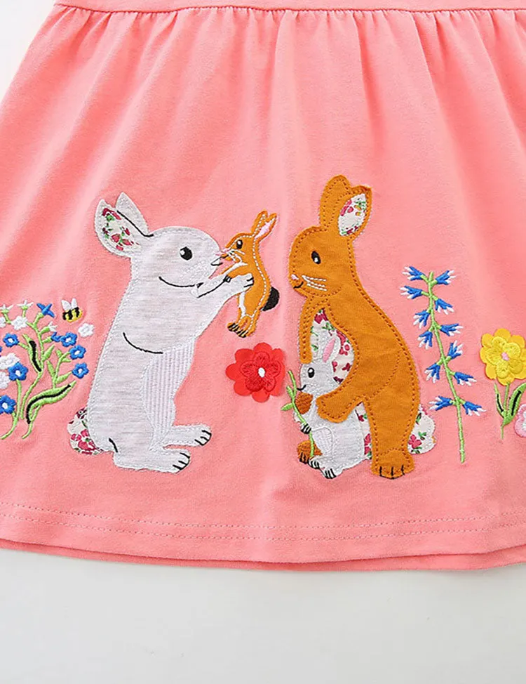Cartoon Rabbit Applique Dress - Image 3