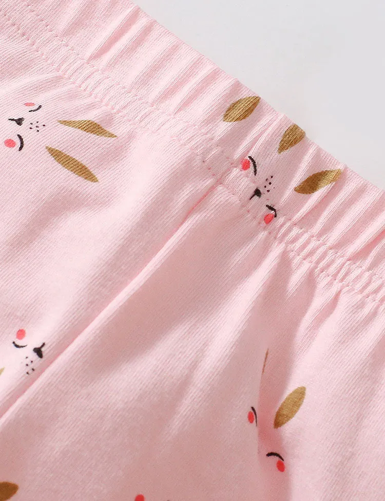 Cartoon Rabbit Applique Short Sleeve T-Shirt and Printed Leggings Set - Image 3