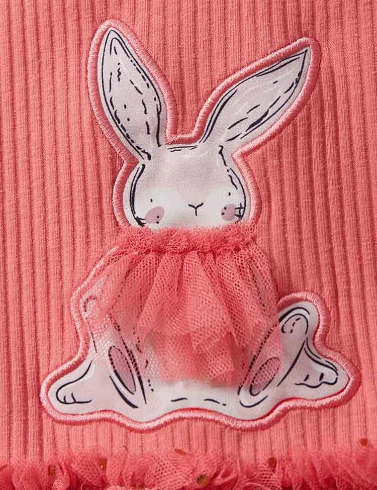 Cartoon Rabbit Appliqué Tulle Dress - Image 3