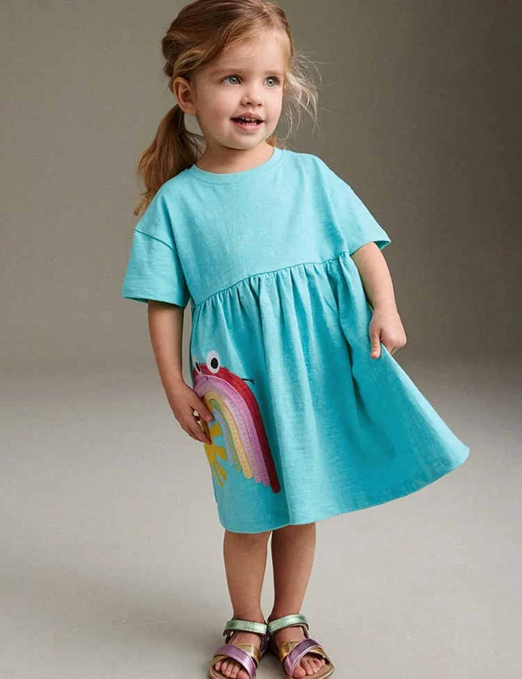 Cartoon Rainbow Appliqué Dress - Image 2