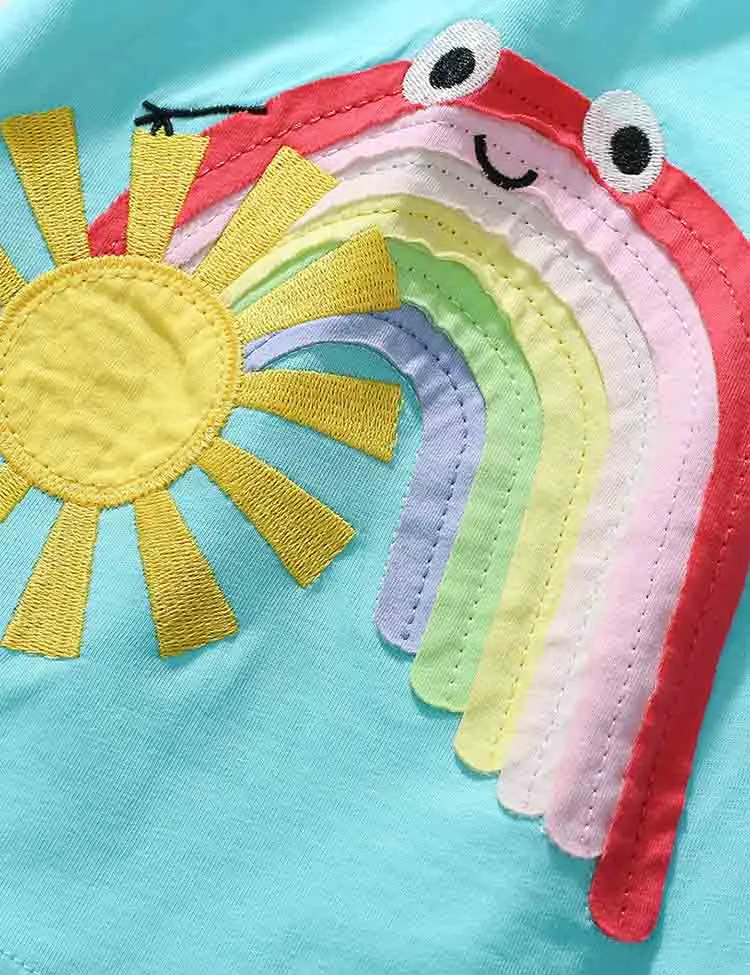 Cartoon Rainbow Appliqué Dress - Image 3