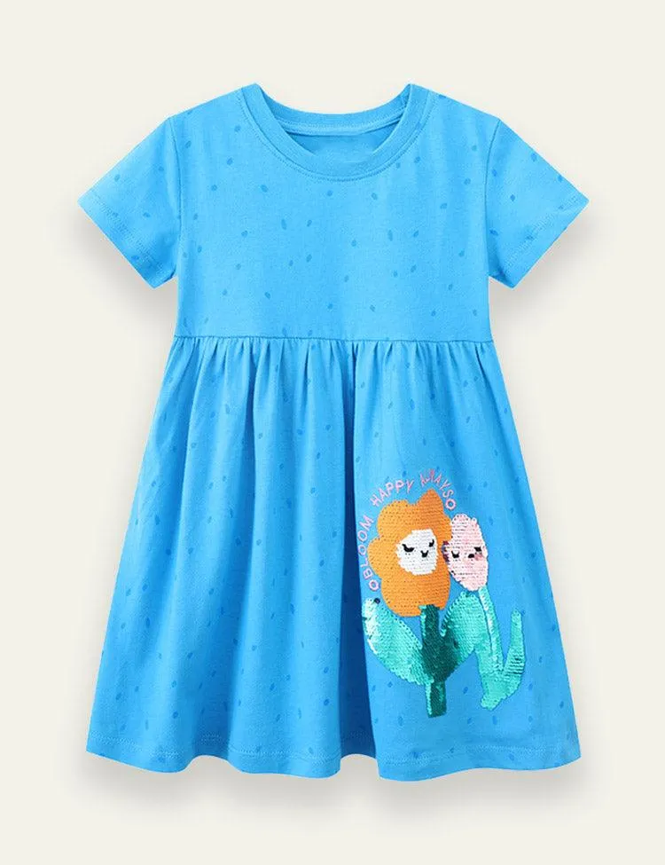 Cartoon Sequin Embroidered Dress