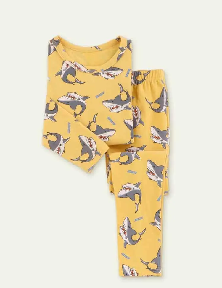 Cartoon Shark Printed Pajamas - Image 8