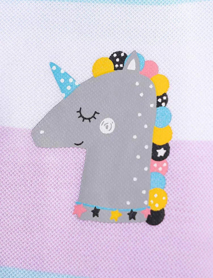 Cartoon Striped Pony Long Sleeve Dress - Image 2