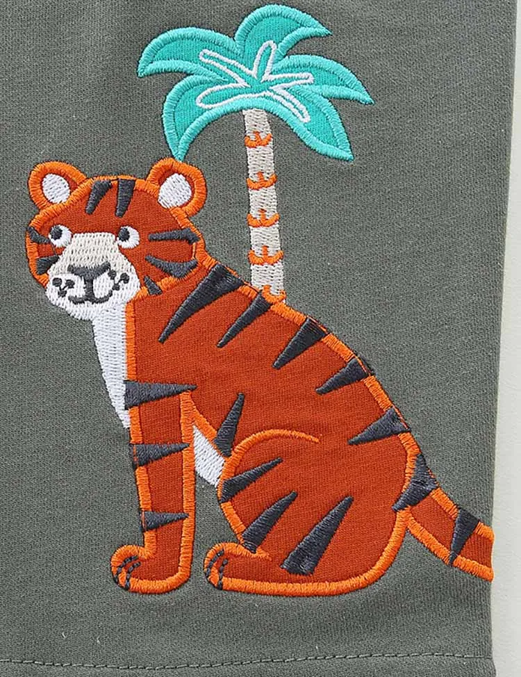 Cartoon Tiger Embroidered Shorts - Image 4