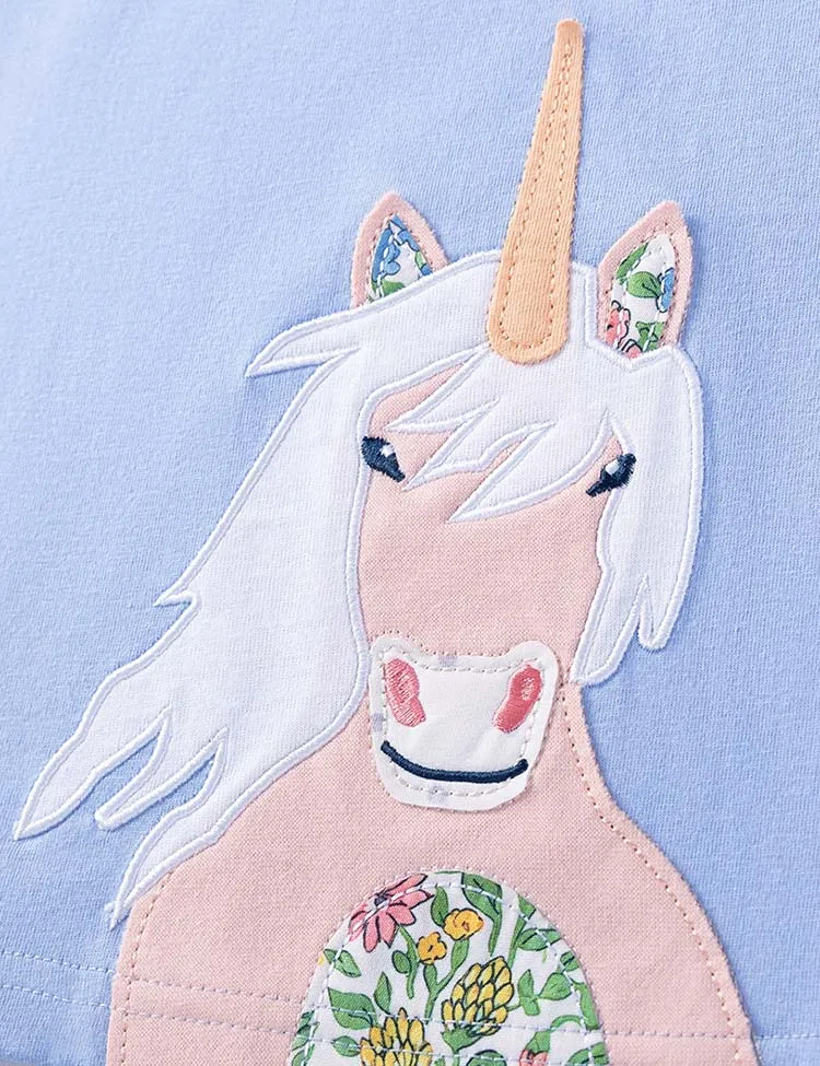 Cartoon Unicorn Applique Dress - Image 4