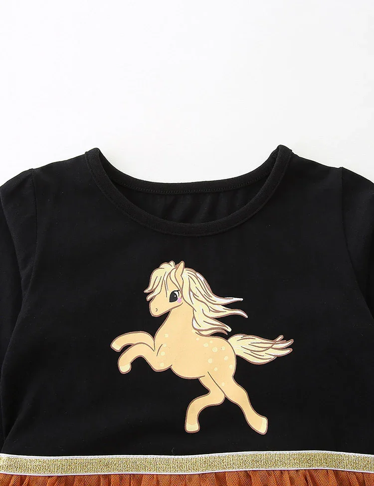 Cartoon Unicorn Tulle Long Sleeve Dress - Image 4