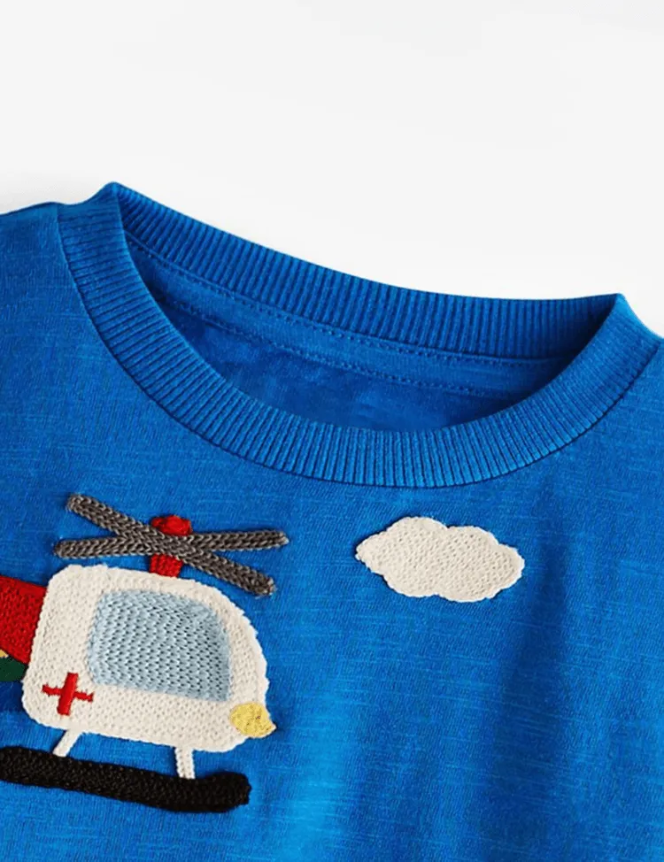 Cartoon Vehicle Appliqué Long Sleeve T-shirt - Image 4