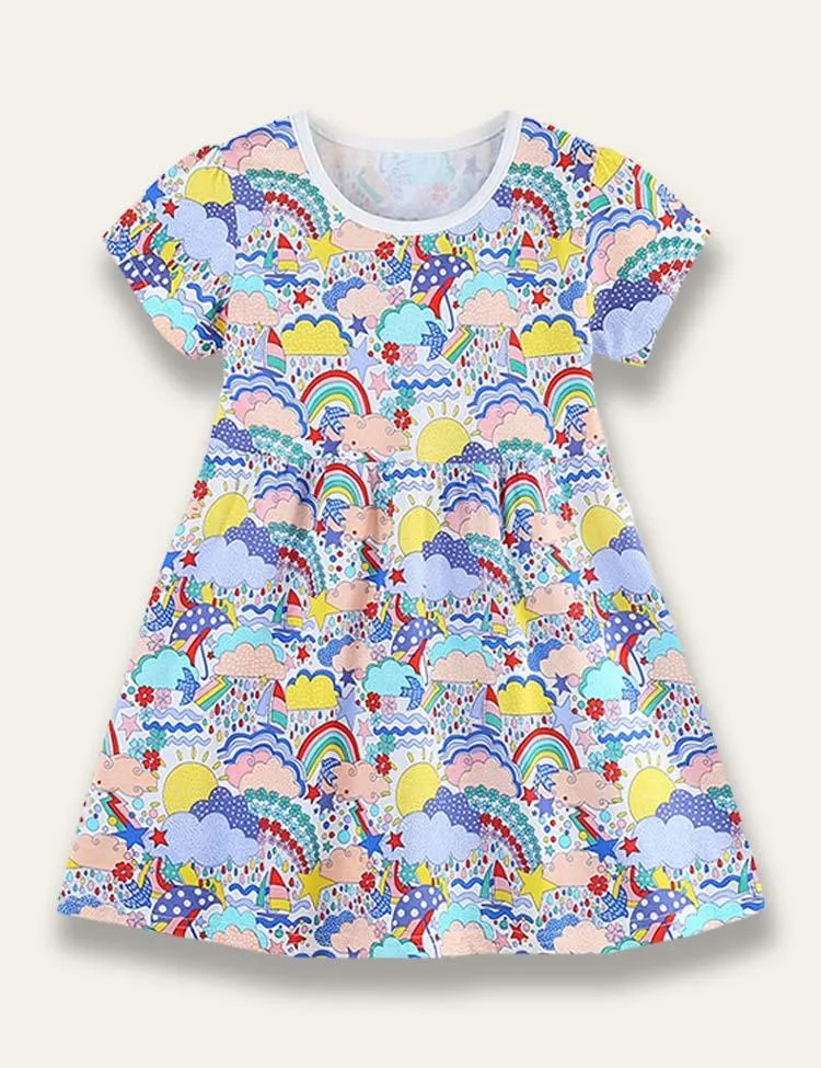 Cartoon Weather Print Dress