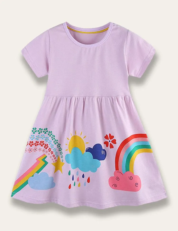 Cartoon Weather Print Dress