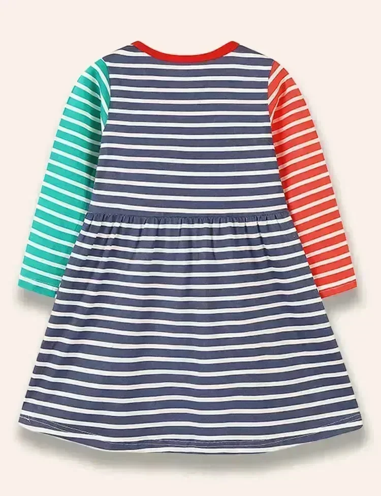 Christmas Animal Friend Appliqué Colorblocked Dress - Image 4