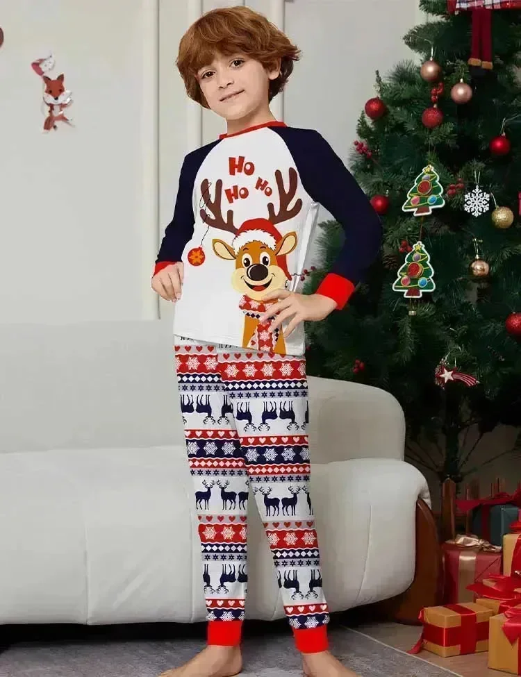 Christmas Cartoon Reindeer Printed Family Matching Pajamas - Image 2