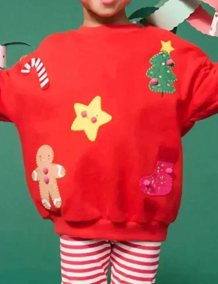 Christmas Gingerbread Man Appliqué Sweatshirt - Image 2