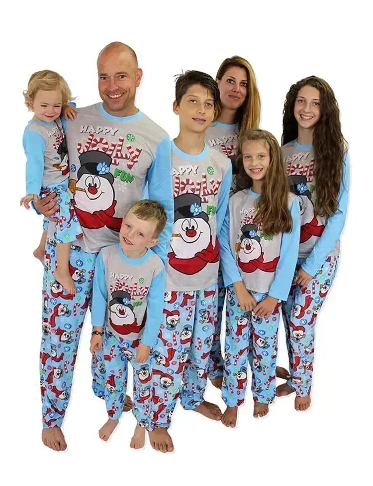 Christmas Happy Jolly Snowman Printed Family Matching Pajamas - Image 2