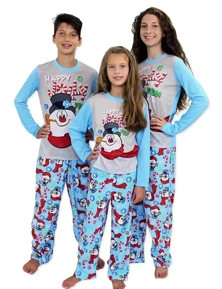 Christmas Happy Jolly Snowman Printed Family Matching Pajamas - Image 3