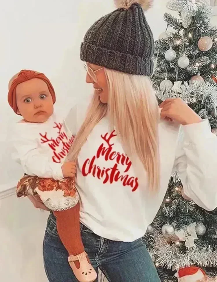 Christmas Letter Printed Family Matching Sweatshirt - Image 2