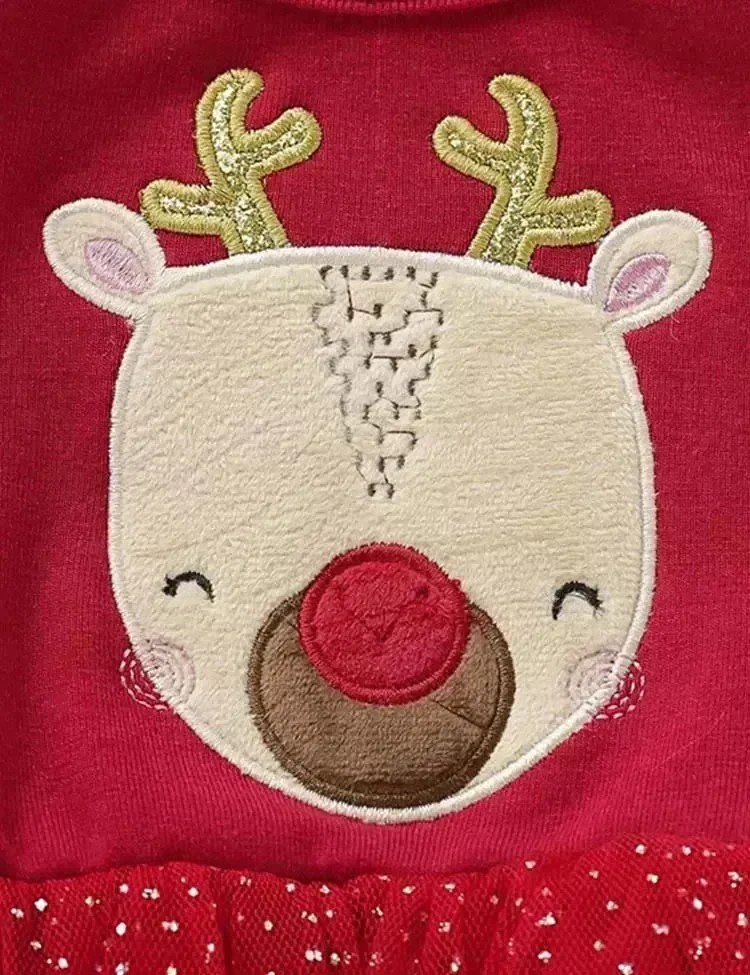 Christmas Reindeer Appliqué Tulle Dress - Image 2