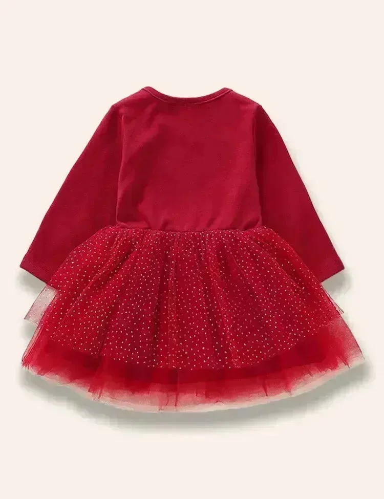 Christmas Reindeer Appliqué Tulle Dress - Image 3