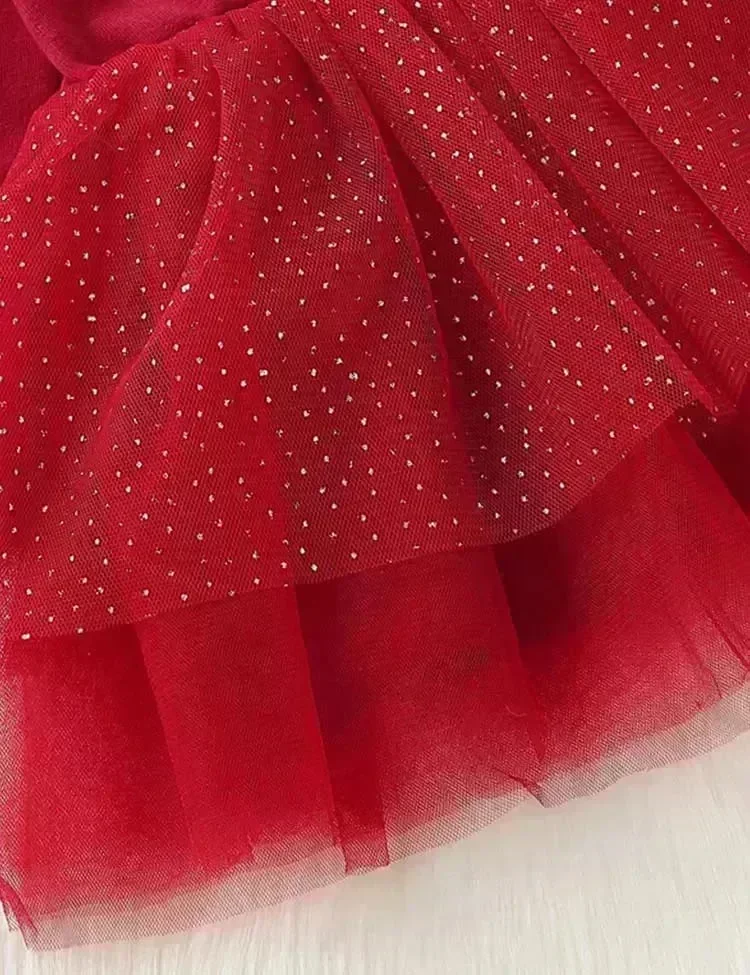 Christmas Reindeer Appliqué Tulle Dress - Image 4