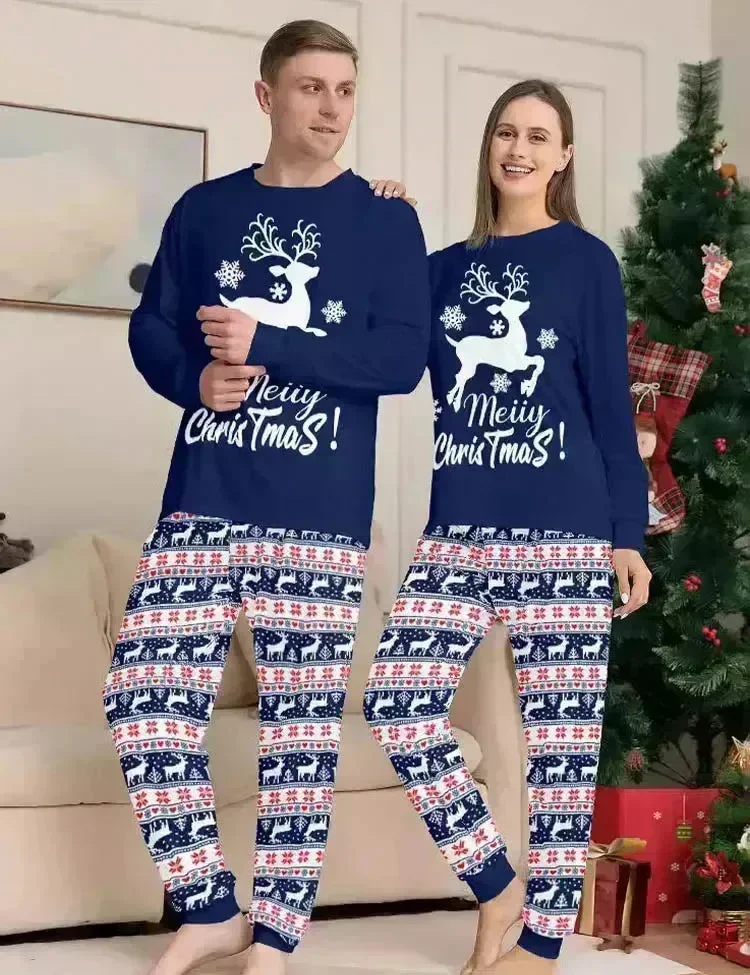 Christmas Reindeer Printed Family Matching Pajamas - Image 2