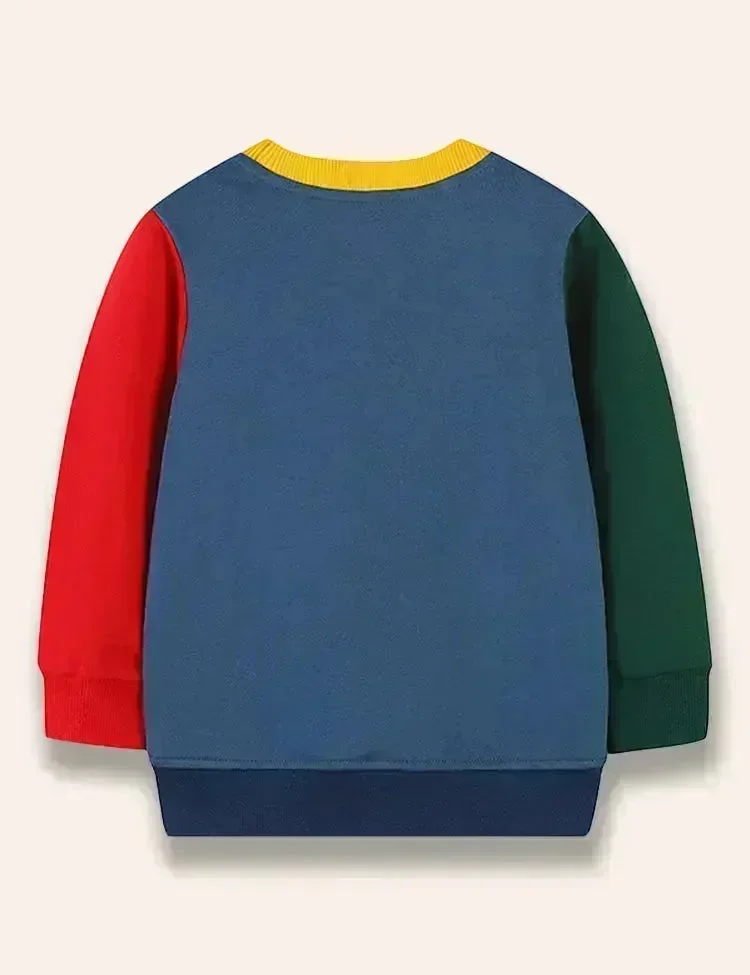 Christmas Santa Claus Appliqué Colorblocked Sweatshirt - Image 3