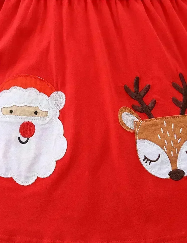Christmas Santa Claus&Reindeer Appliqué Dress - Image 4